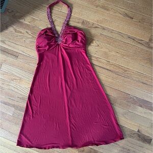 Vintage Spencer Jeremy Red Halter Top Babydoll Slinky Dress Size 10 HOCO